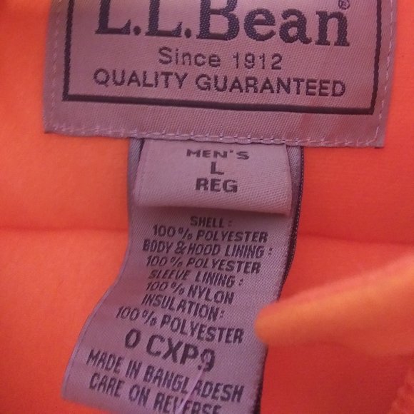 NWT LL Bean Hunter Orange hooded coat size Large FLAWED - Picture 3 of 16